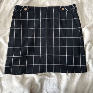 Black Plaid Mini Skirt with Gold Detail